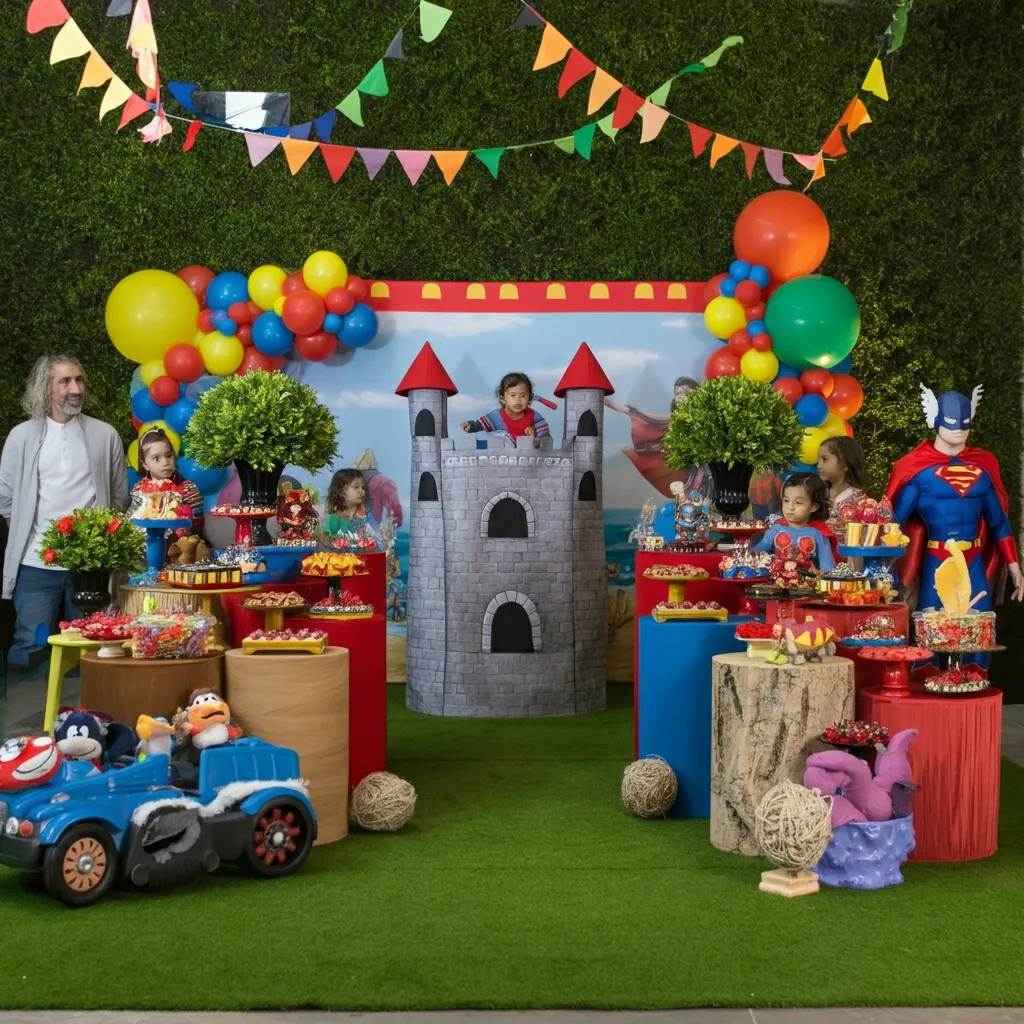 festa tematica com brinquedos inflaveis